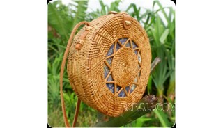 ethnic design circle star handmade handbag rattan handwoven ata grass